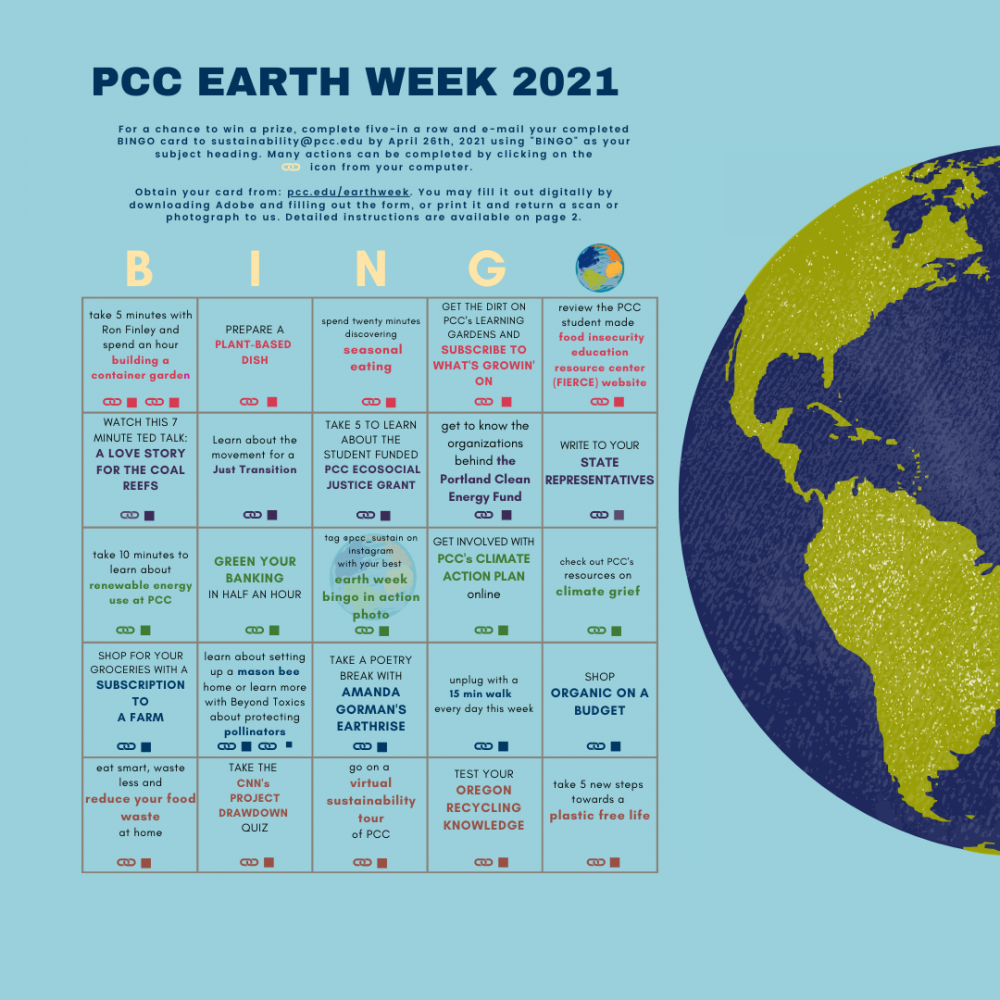 Earth Week Virtual Bingo Card