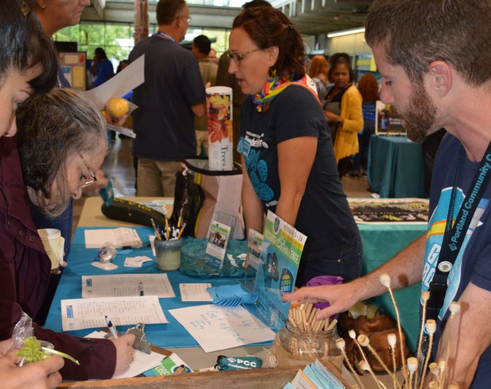 PCC staff talking about energy conservation at Inservice event