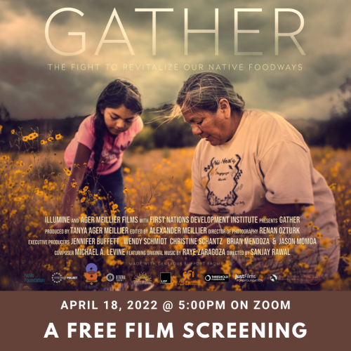 Film poster: Gather, April 18 at 5pm on zoom