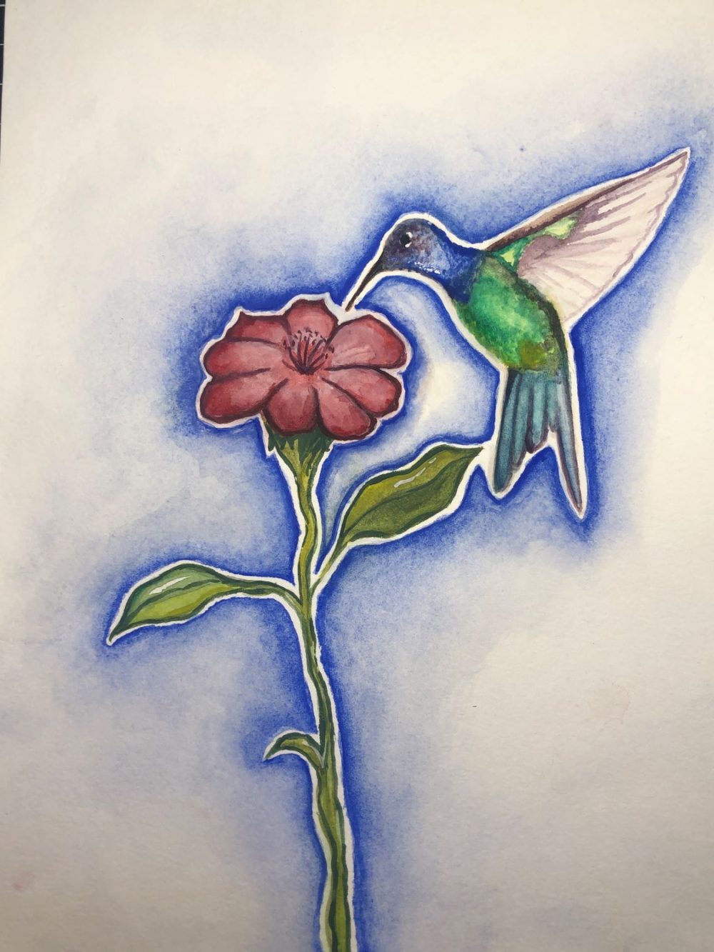 2. Mireya (Bella) "Tejeda Humming Bird," 2022, Watercolor on paper