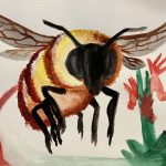 21. Aaron Chapman, “Bumblebee and Calypso Bulbosa, Fairy Slipper Flower,” 2022, Watercolor on paper