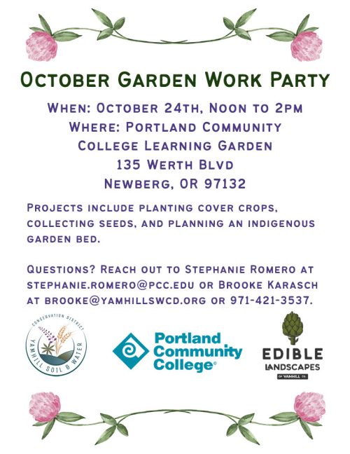 October Garden Party, Newberg Center. Oct 24th 12-1pm.