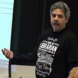 photo of Max Macias presenting at the Oregon Library Association