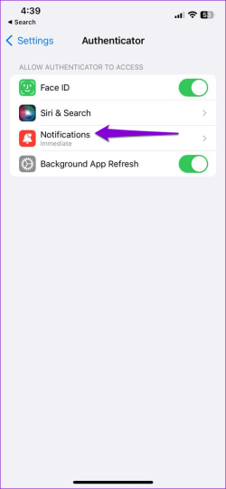 select the notifications setting