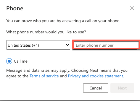 Add alternate phone by entering your phone number.