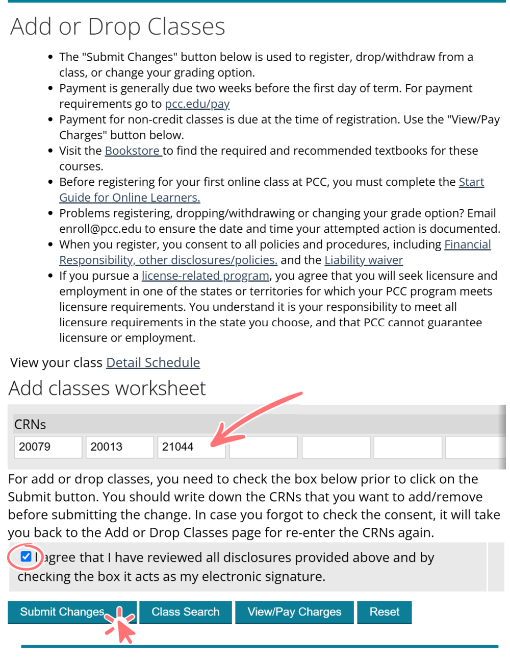 screenshot of the old registration process, interface is very wordy.