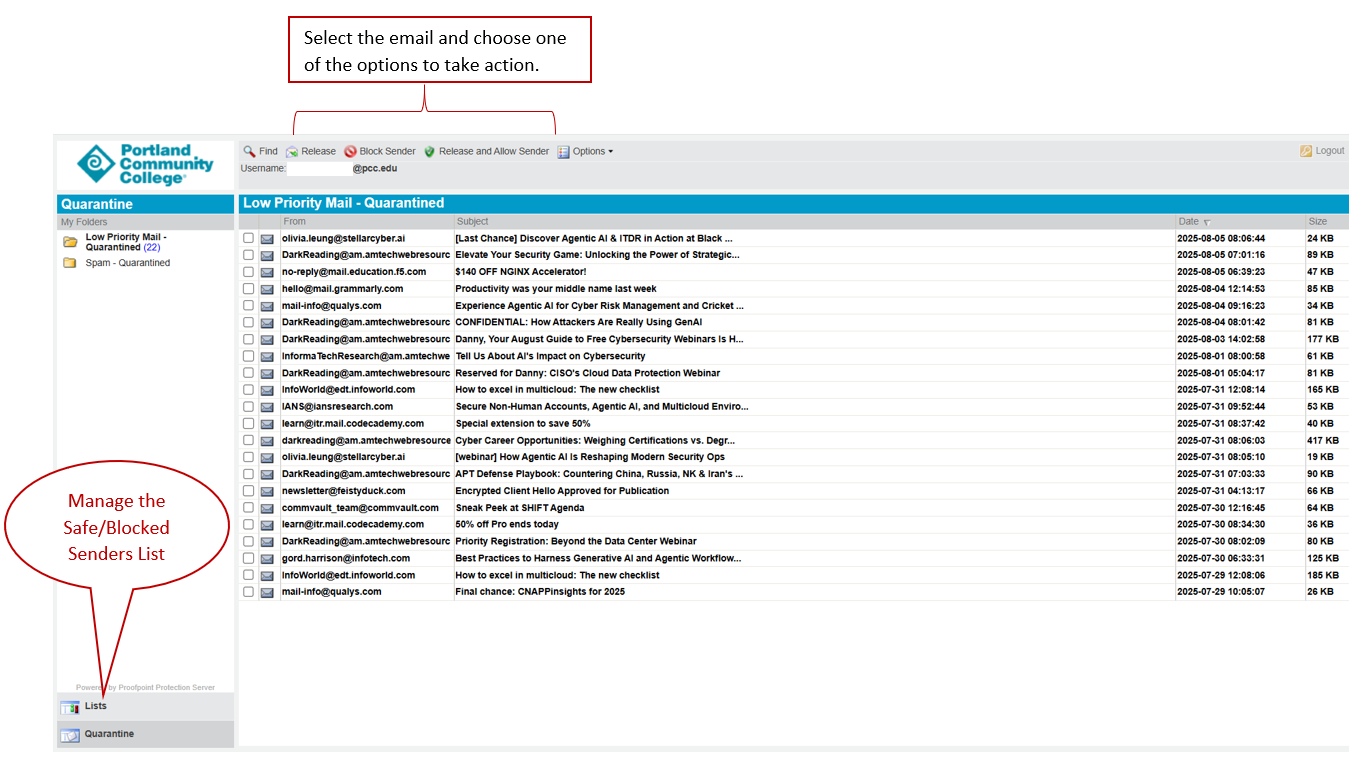 Screenshot of the Manage My Account screen
