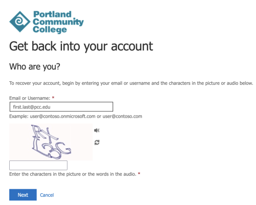 account selection prompt and captcha screen