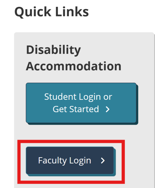 Faculty Login link from Accessible Ed homepage