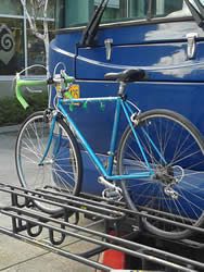 Bike on shuttle rack