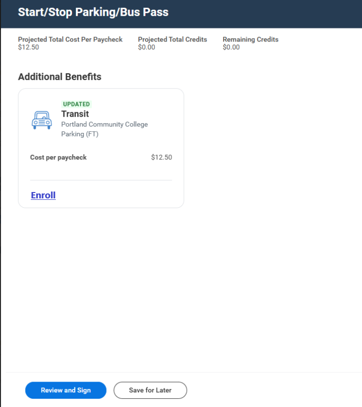 Workday task screen with Enroll link selected