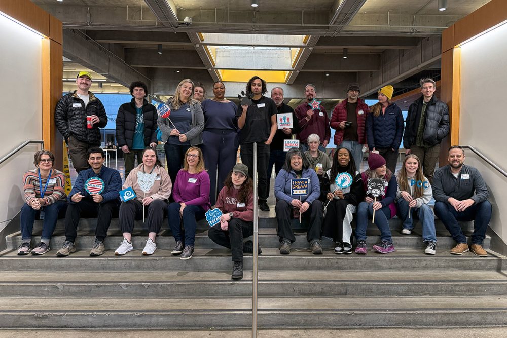 MLK Day of Service group on the stairs at Sylvania