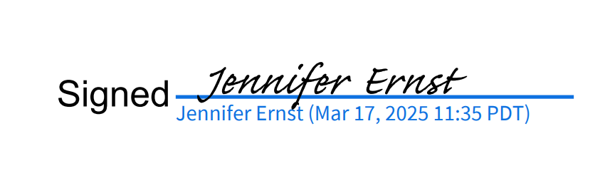 Signed: Jennifer Ernst, Mar 17, 2025 11:35 PDT