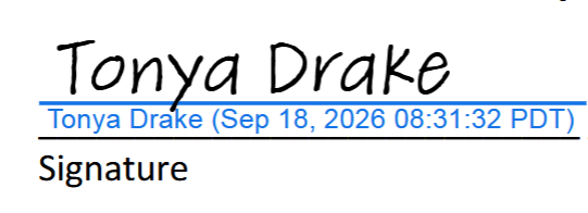 Signed: Tonya Drake