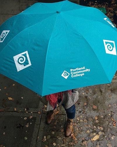 Turquoise PCC umbrella from above