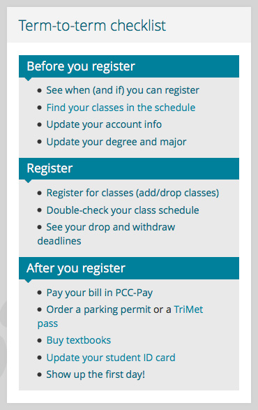 Term-to-term checklist