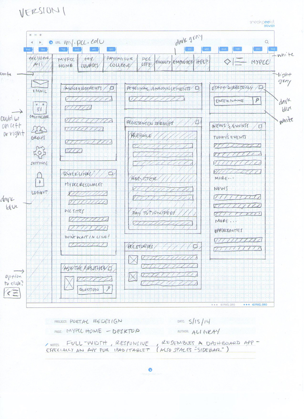 Paper and pencil wireframe