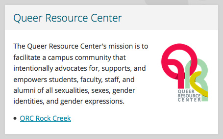 Queer Resource Center channel – paragraph with right-aligned logo