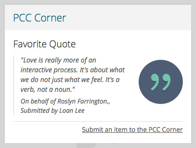 PCC Corner channel with a quote