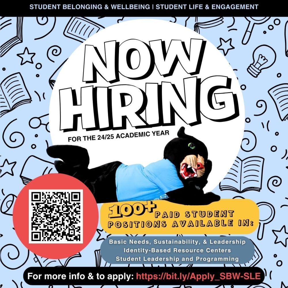 Now Hiring: promotional image for student advocate hiring process