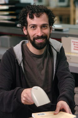 Student working at library