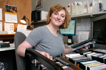 Student working in office