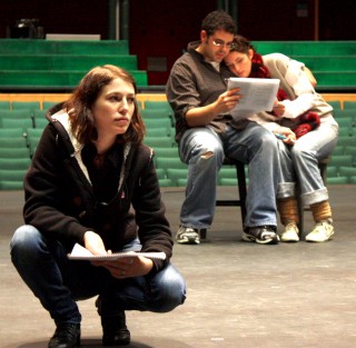 A rehearsal scene from the fall play 'Judevine.'