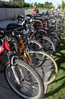 The first day of classes for fall term featured overwhelming use of the bike racks at the Cascade Campus
