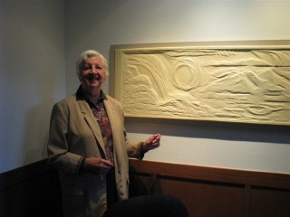 On Nov. 7, Sister Mary Noreen O’Leary celebrated her 90th birthday. Her relief “Treasured Gifts” depicts the beauty of nature — sun, water and trees — and allows the sight impaired to experience by touch.