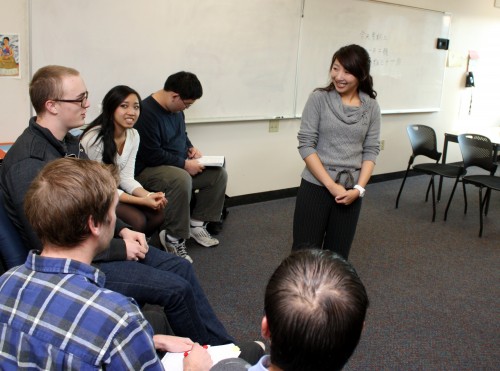 Thanks to the program’s only instructor Hsiao-Yun Shotwell (standing), the credit from the Mandarin courses like hers at the Cascade Campus can be transferred to universities.