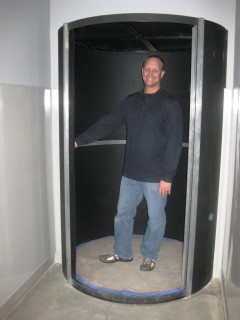 052-compressed Gary Sutton, Sylvania’s bond program manager, shows off the newly renovated photography lab which includes a spinning door to the dark room.