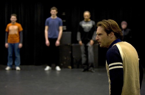 Jonathan Walters instructs the student cast during rehearsals of 'Project 50: From the Ground Up,' an interactive play about PCC's 50 years.