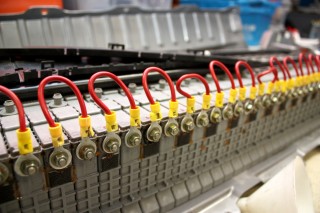 A Toyota Prius battery pack contains many small batteries that each must be worked on during the re-conditioning process.