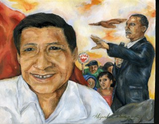 Official artwork depicting Hispanic leadership for this year's Semana de la Raza by student Alejandra Dominguez.
