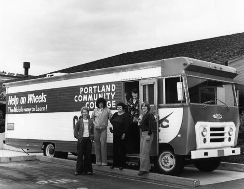 The Portland Community College Mobile Classroom traveled to rural communities in the district to teach sewing, household budget management, healthy diets, foods, cooking and other home economics topics.