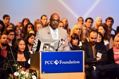 Preston Pulliams speaks at last year's PCC Foundation scholarship reception.
