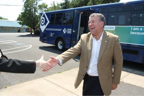 President Brown arrives at the Portland Metro WTC in North Portland.