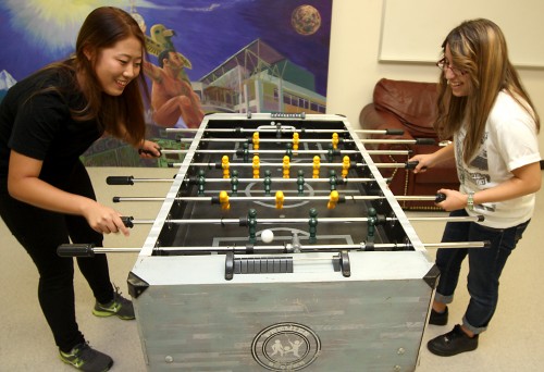 Rock Creek students Da Hyun Kim (left) and Yollixpa Rios Martinez demonstrate the opportunities for any student to relieve stress and have fun.