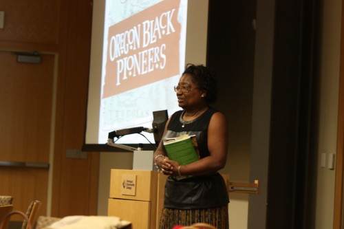 Speaking at Rock Creek Campus’ Building 9 Event Center, Willie Richardson highlighted her organization’s effort to tell the stories and history of the first black pioneers. 