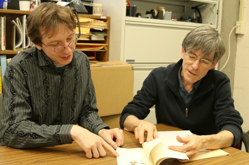 Student Andrew Brown (left) with faculty Michael McDowell. Brown was excited that his and his fellow students' hard work was recognized by prestigious award.