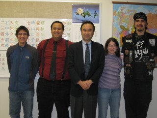 Left to right, PCC students Michael Schuetz and Tuan Tran, Counsul General Hiroshi Furusawa and students Hannah Mann and Connor Sugino.