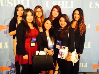 Rock Creek students visit Chicago for the USHLI conference in February. Front row, from left to right: Jazbel Diaz, Cassandra Garcia and Lidia Limon; Back row, from left to right: Mayra Salazar, Jennifer Werekeitzen, Irene Ramirez and Adriana Serrato.