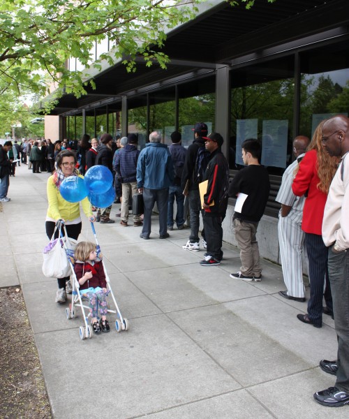 Get to the Cascade Job Fair early or risk being in line around the block when doors open.