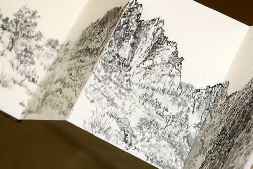 Park's sketch of Smith Rock in Central Oregon.