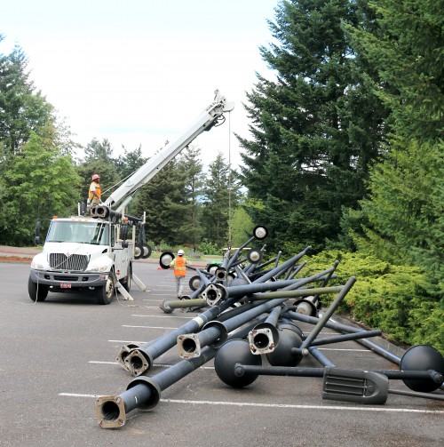 Removal of old light poles at Sylvania. 