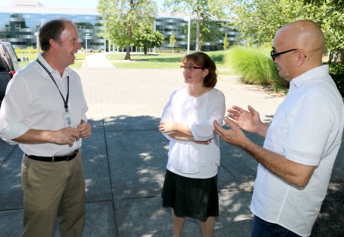 High School Equivalency Program champions include, left to right, GED instructor Scott Lowrey, Division Dean for Rock Creek’s Business & Applied Technology Karen Sanders and HEP program manager Beto Espindola.