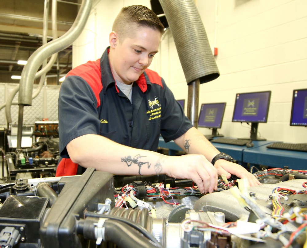 Katie Harms, a second-year Automotive Service Technology Program student from Southeast Portland, earned a $4,000 Car Care Council Women’s Board scholarship.