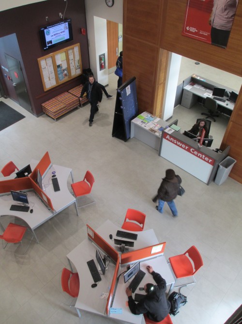 The Answer Center in the main lobby allows convenient access to vital student services.