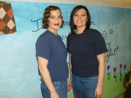 Cosmetology graduates Lucretia Karle (left) and Fivea Sharipoff (right) celebrate their accomplishments.