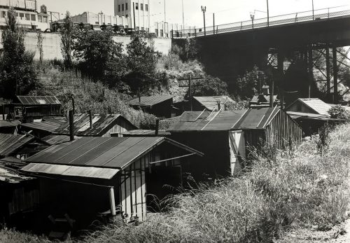 Hooverville homeless camp in Sullivan's Gulch, circa 1932.